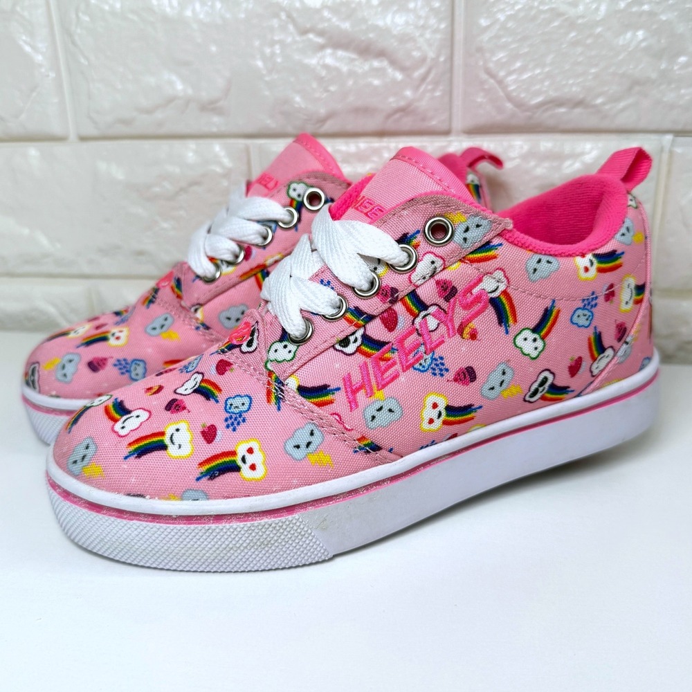 Heelys Pro 20 Prints Youth 1 Pink Rainbow Skate Shoes Excellent Wheeled Sneakers